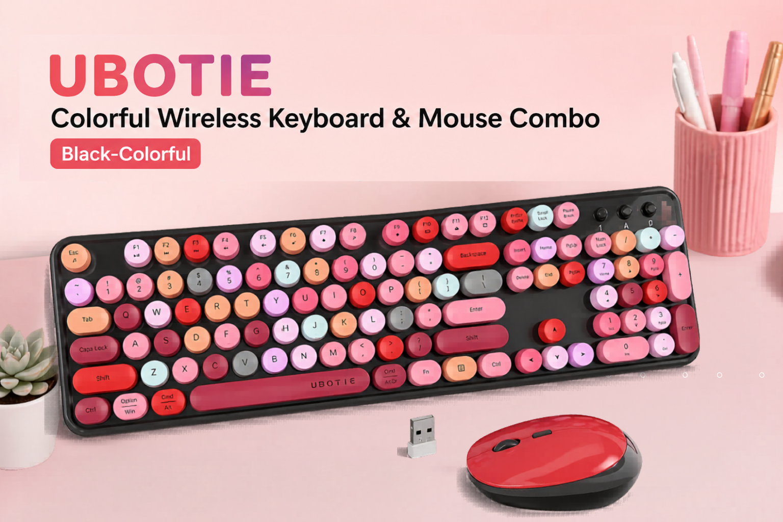 Best UBOTIE Colorful Wireless Keyboard & Mouse Combo