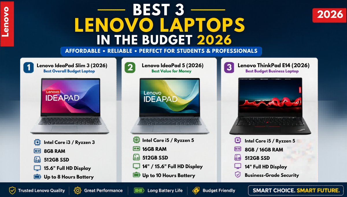Best 3 Lenovo laptops in the Budget 2026
