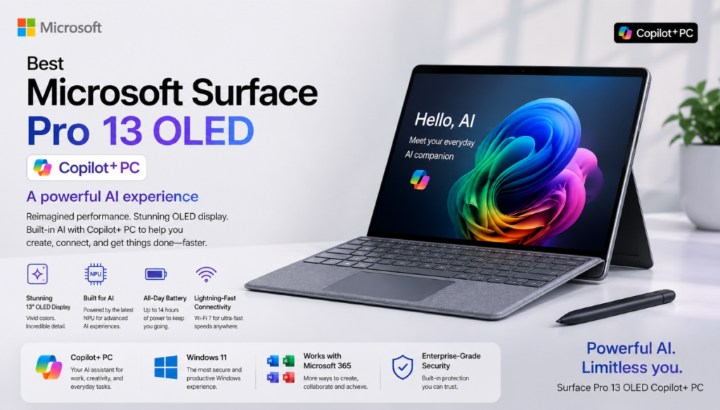 Best Microsoft Surface Pro 13 OLED Copilot+ PC – A powerful AI
